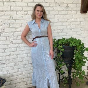 Linen belted maxi dress from Kinuccans
